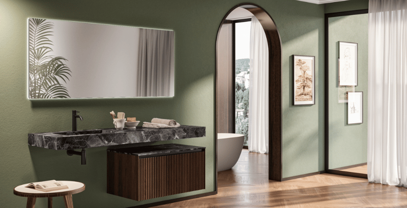 Image of a bathroom entryway with a free-standing tub through the door entrance.