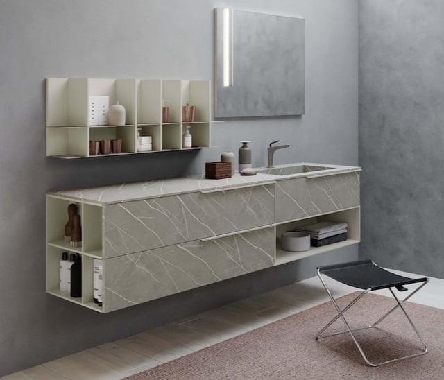 Urban - Low Height - HPL Pulpis Chiaro - open side shelf 