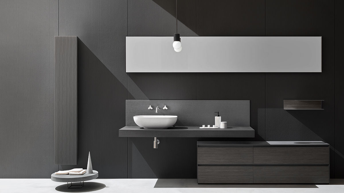 black and gray bathroom