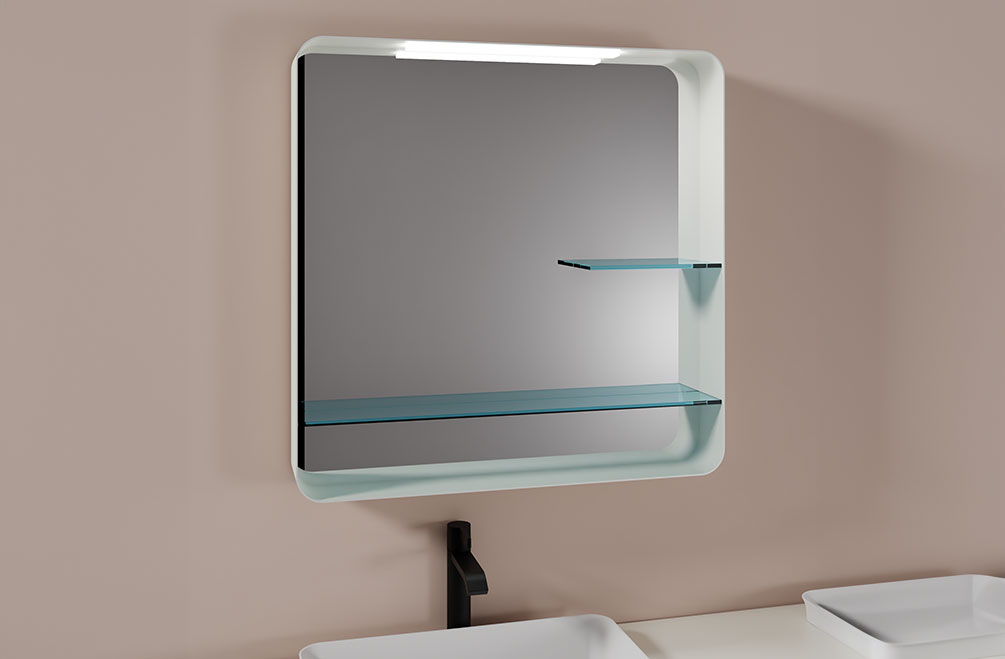 Sonia | Glass Shelf Bathroom Mirror | Hastings Bath Collection